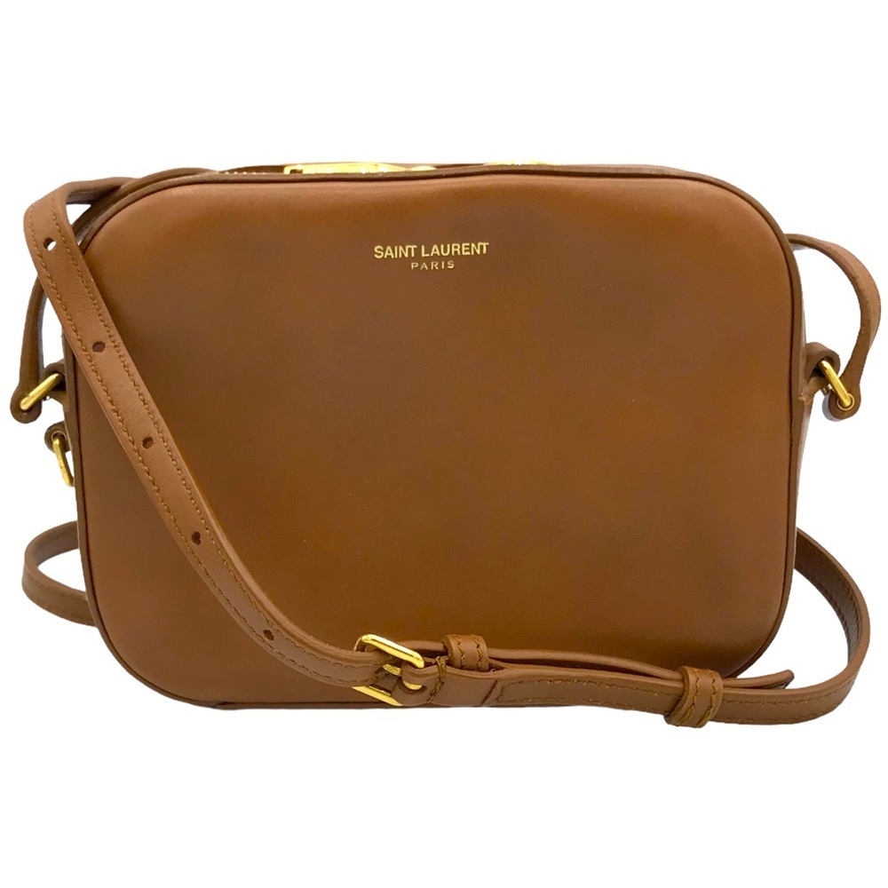 Saint Laurent Brown Leather Crossbody Camera Bag